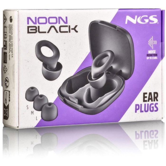 NGS Tapones de oído Noon Black con reducción de ruido